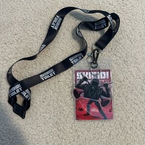 Black Skibidi Toilet Lanyard with ID Holder